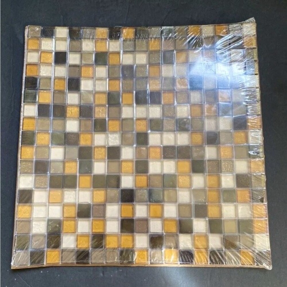 5/8 X 5/8 Yellow Gold Black Glass Mosaic Wall Tile Backsplash Kitchen Bath